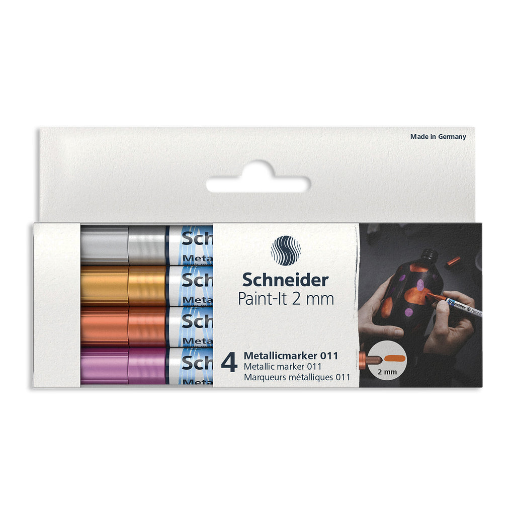 Paint-It 011 Metallic Markers, 2 mm Tip, 4 Assorted Metal Colors