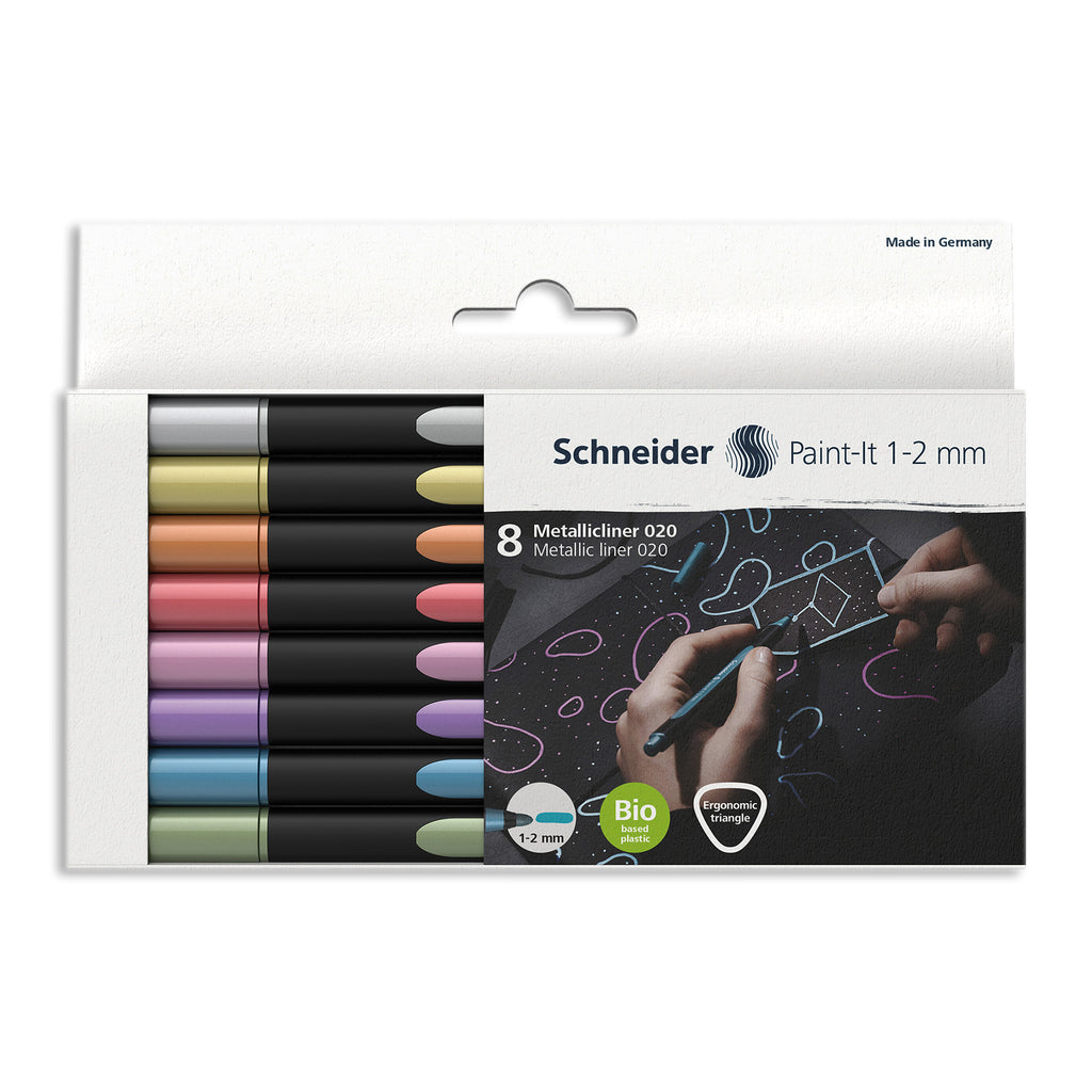 Paint-It 020 Metallic Liners, 1-2 mm, Wallet, Assorted Colors, Pack of 8