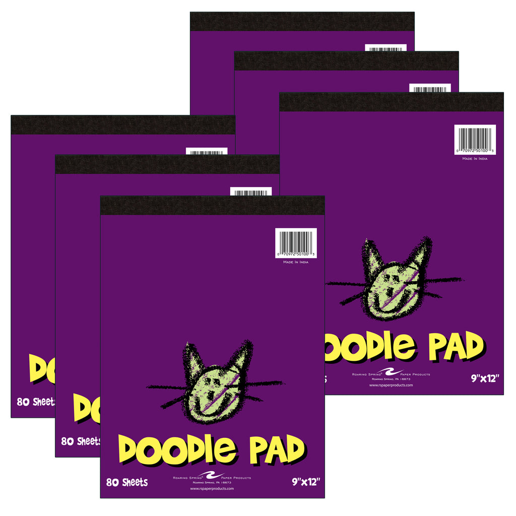 (6 Ea) Kids Doodle Pad 9x12 80 Sheets