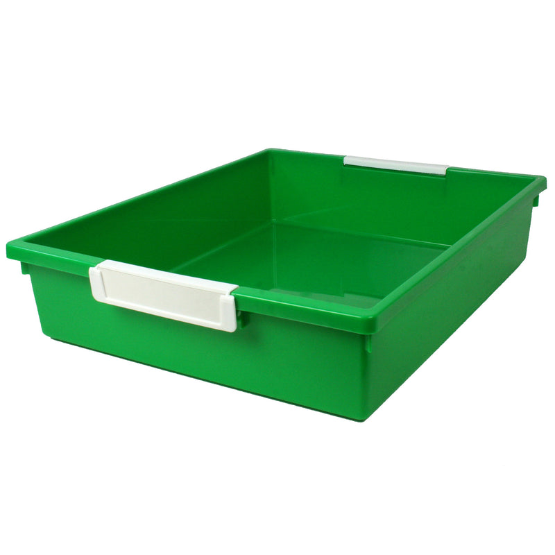 (3 Ea) 6qt Grn Tattle Tray W Label Hold