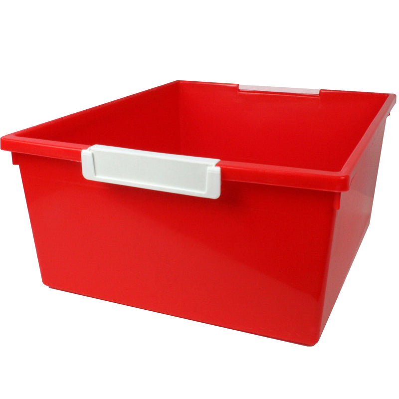 (3 Ea) 12qt Red Tattle Tray W Label Hold