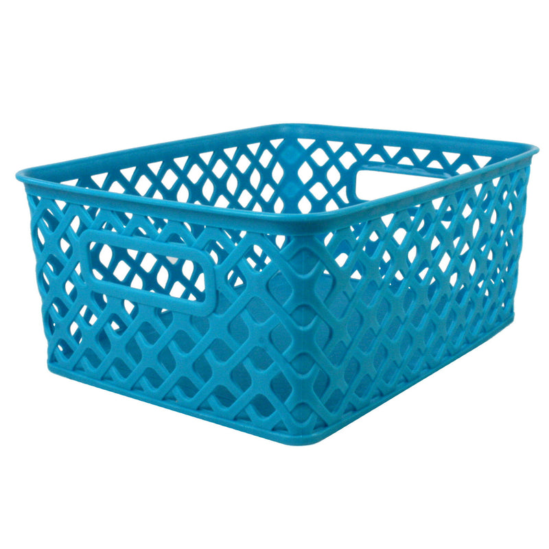 (3 Ea) Small Turquoise Woven Basket