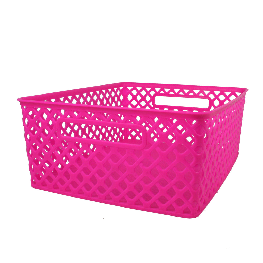 (3 Ea) Medium Hot Pink Woven Basket