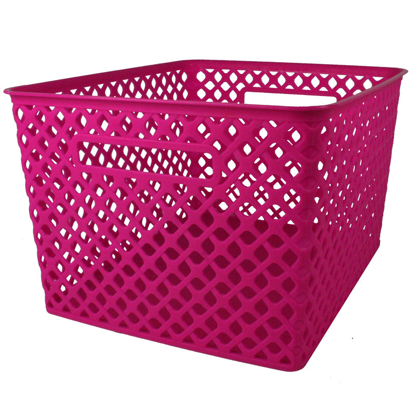 (2 Ea) Large Hot Pink Woven Basket