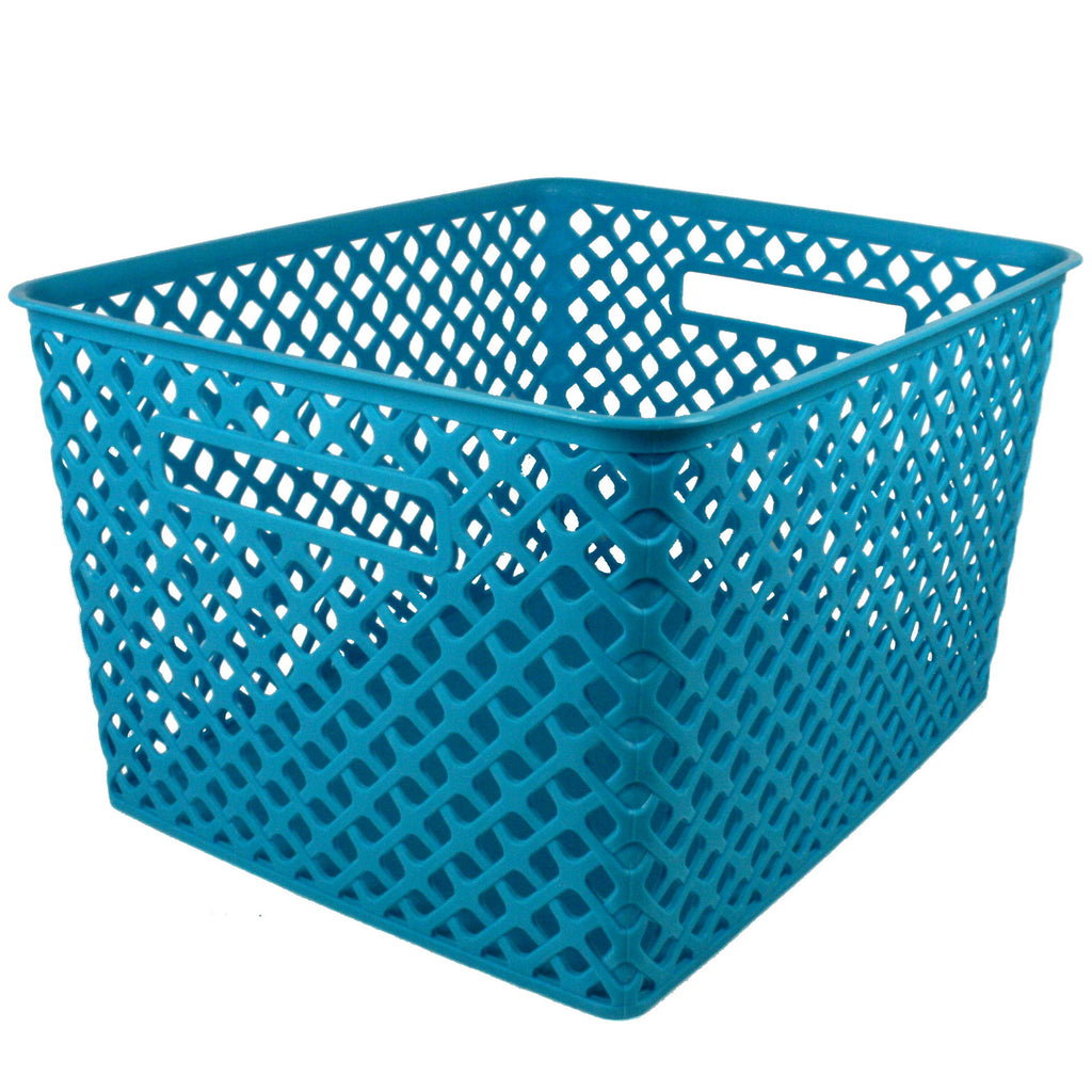 (2 Ea) Lg Turquoise Woven Basket