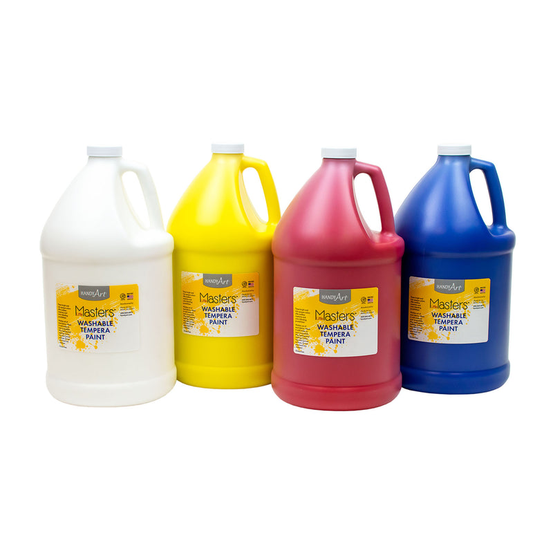 Little Masters® Washable Tempera Paint - 4 Gallon Kit, White, Yellow, Red, Blue