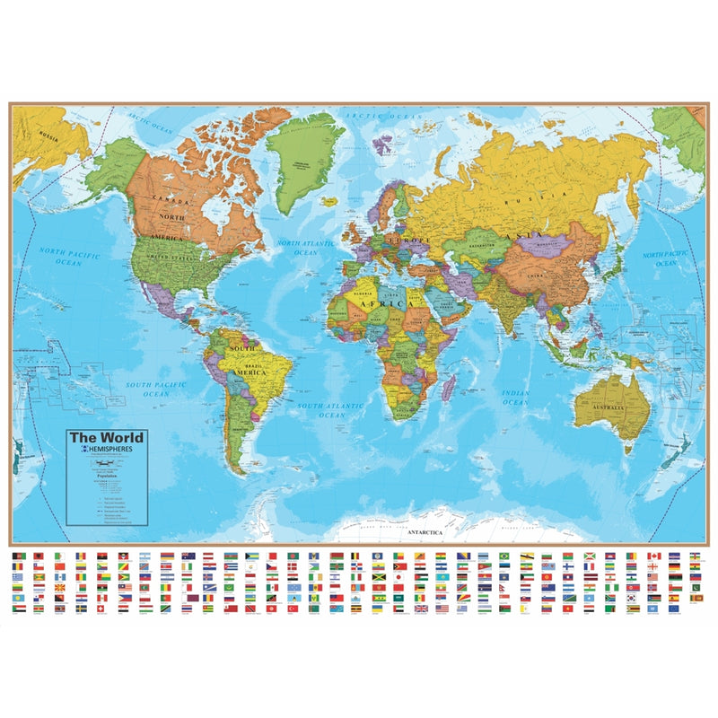 Hemispheres Laminated Map Us And World 2 Map Pack
