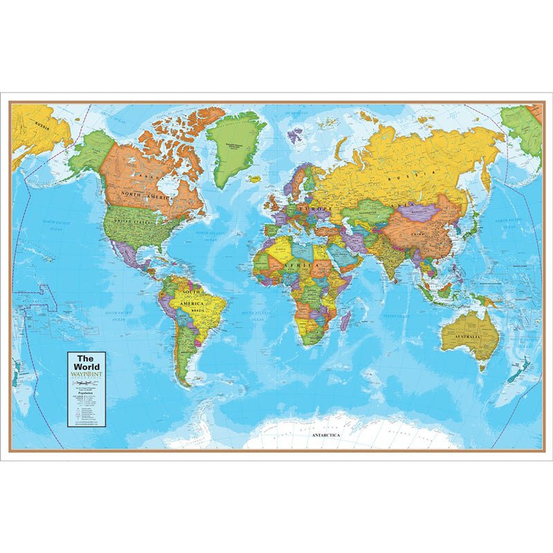 Blue Ocean World 24" x 36" Laminated Wall Map