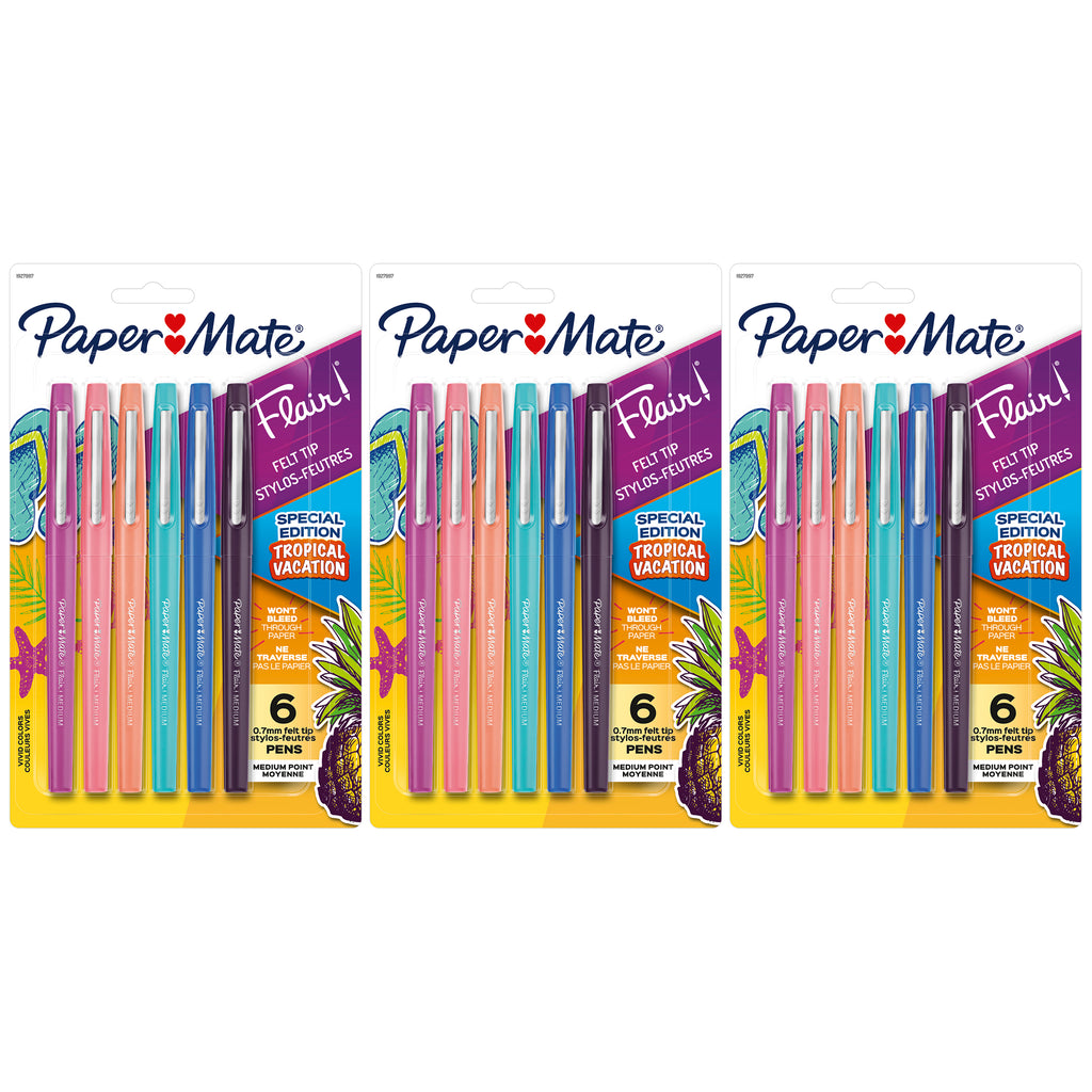 (3 Pk) 6ct Med Flair Tropical Pens