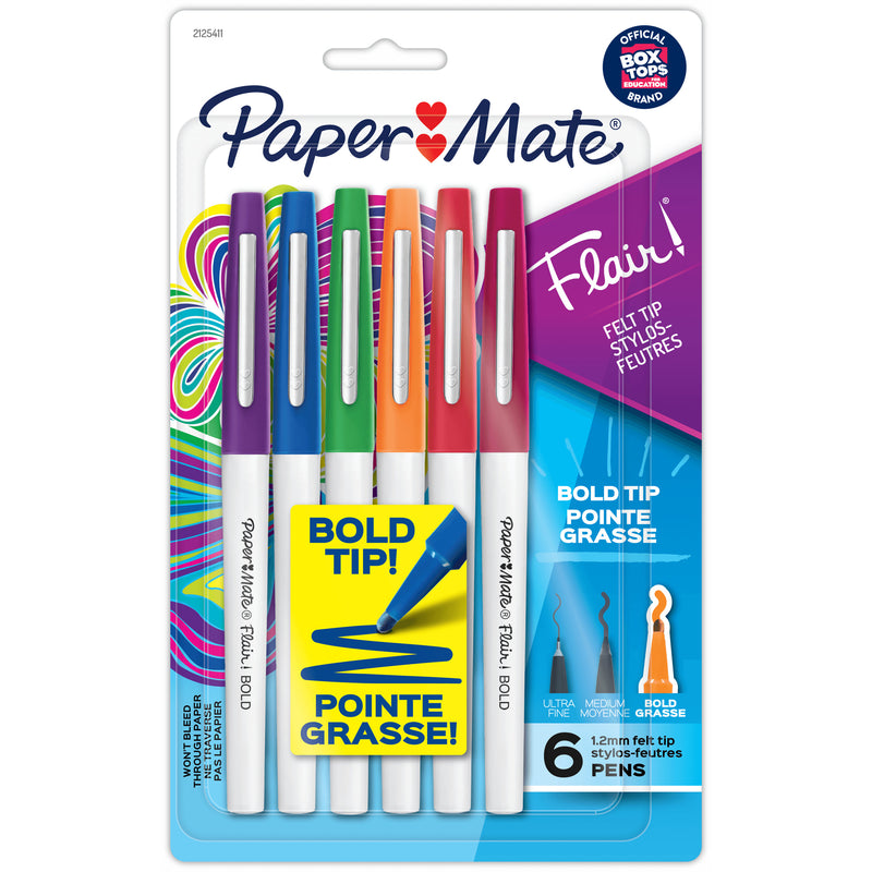 (2 Pk) Flair Bold Pen Assorted 6ct