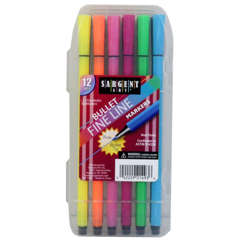 (6 Pk) 12ct Bullet Fineline Markers In Flip Case