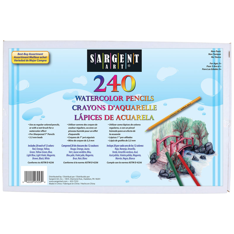 240 Ct Sargent Watercolor Pencil Best Buy Assortment 7 In