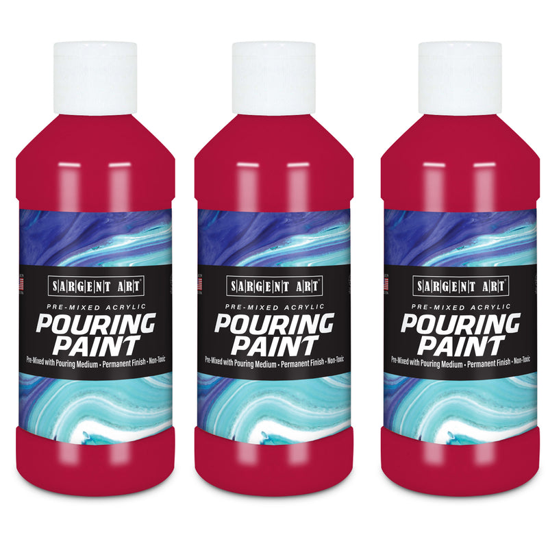 (3 Ea) 8oz Pouring Paint Acrylc Rubine Red