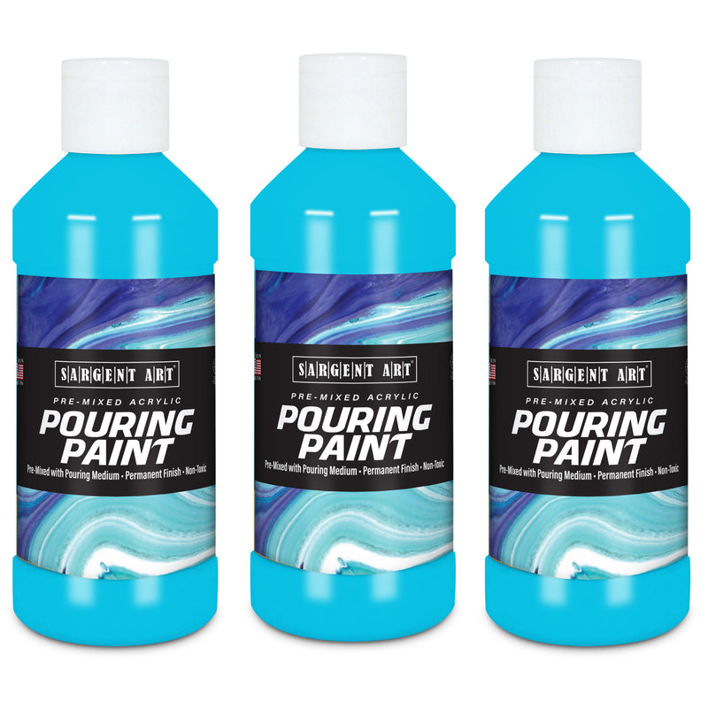 (3 Ea) 8oz Pouring Paint Acrylic Spectral Blue
