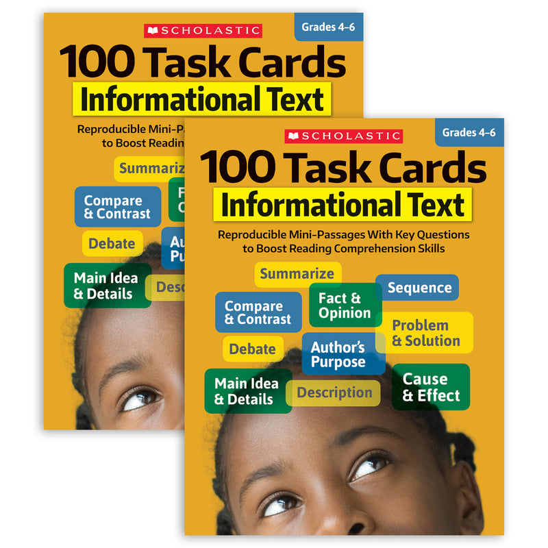 100 Task Cards: Informational Text Activity Book, Grade 4-6, Pack of 2