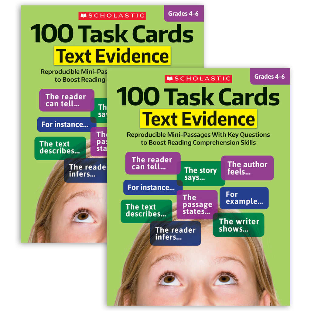 100 Task Cards: Text Evidence Text Activity Book, Pack of 2