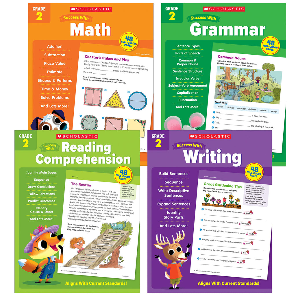 Scholastic Second Grade Success Workbooks, 4 Book Set