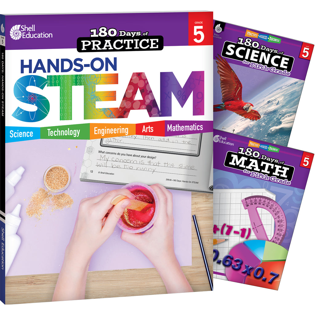 180 Days STEAM, Science, & Math Grade 5: 3-Book Set