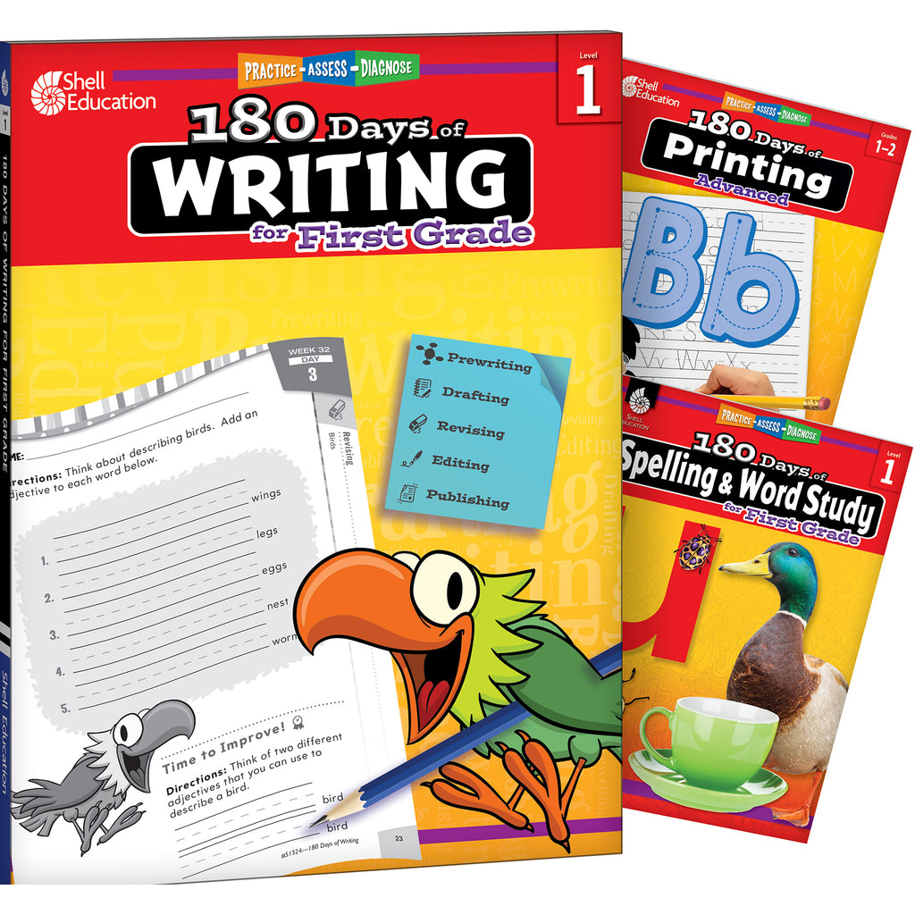 180 Days Writing, Spelling, & Printing Grade 1: 3-Book Set