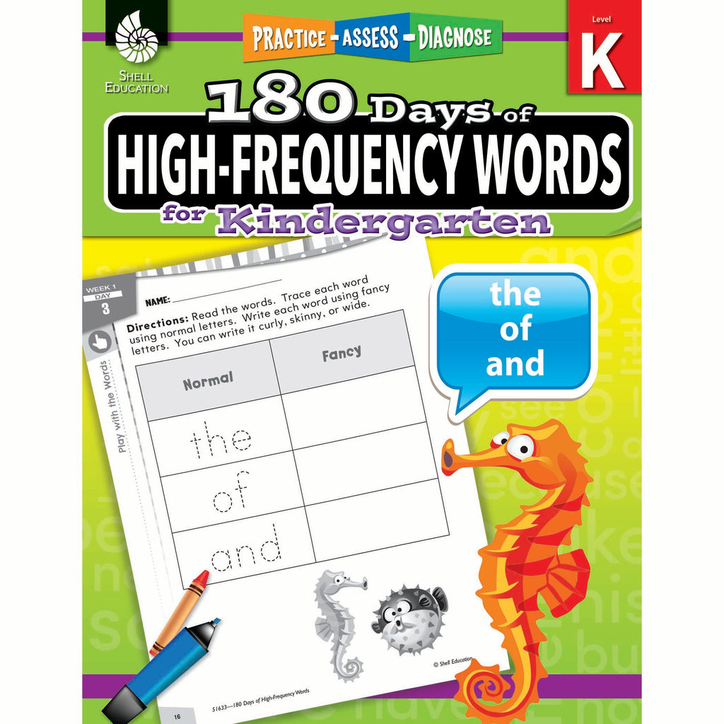 180 Day High Freq Words Gr K Workbk