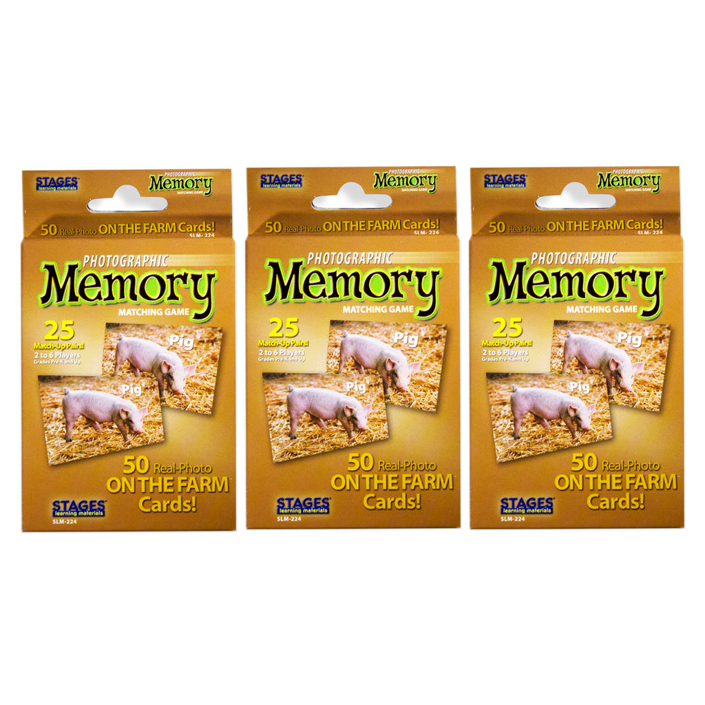 Photographic Memory Matching Game, On the Farm, Pack of 3