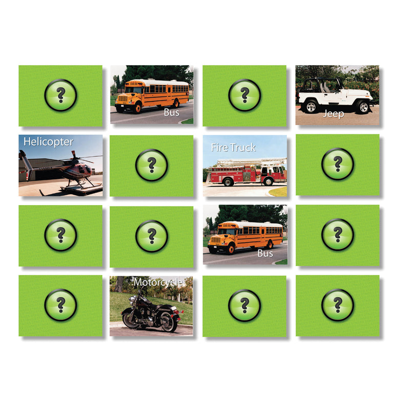 Vehicles Photographic Memory Matching Game