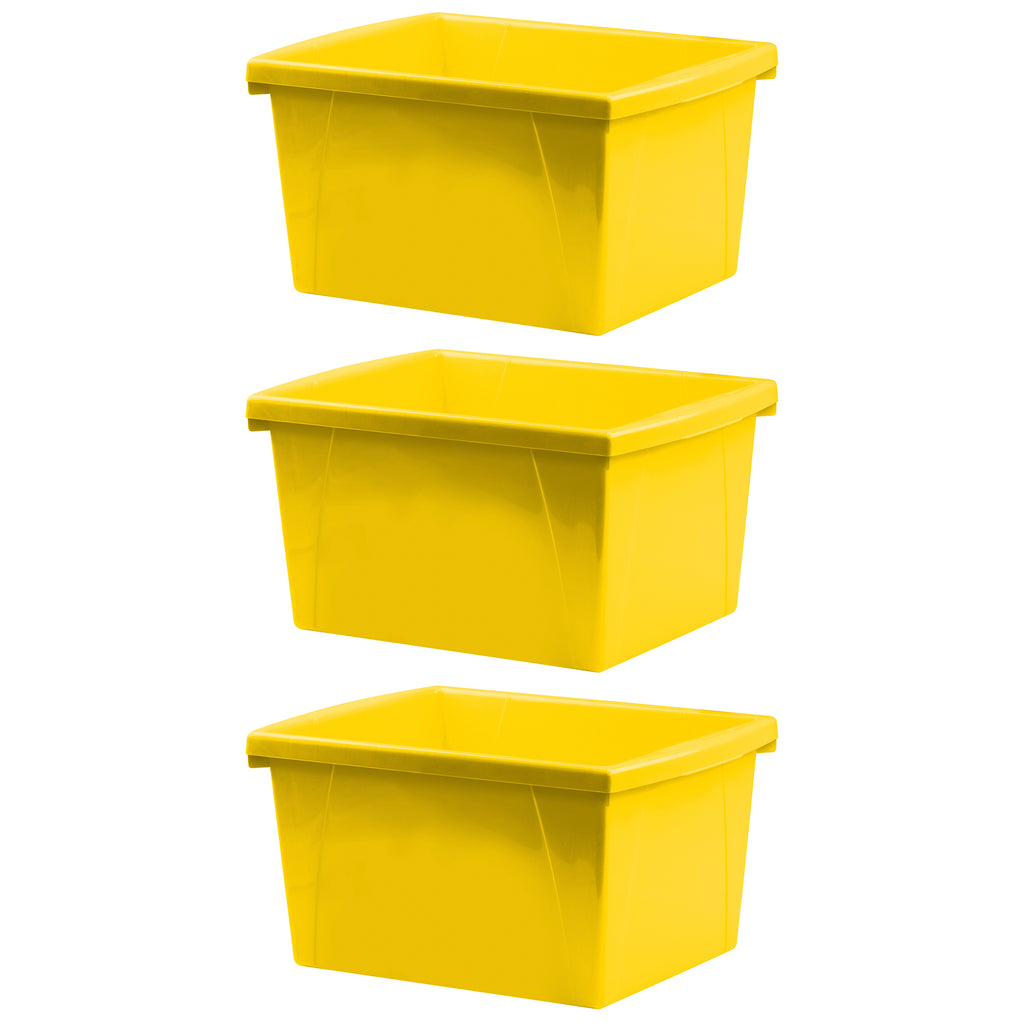 4 Gallon Storage Bin, Yellow, Pack of 3