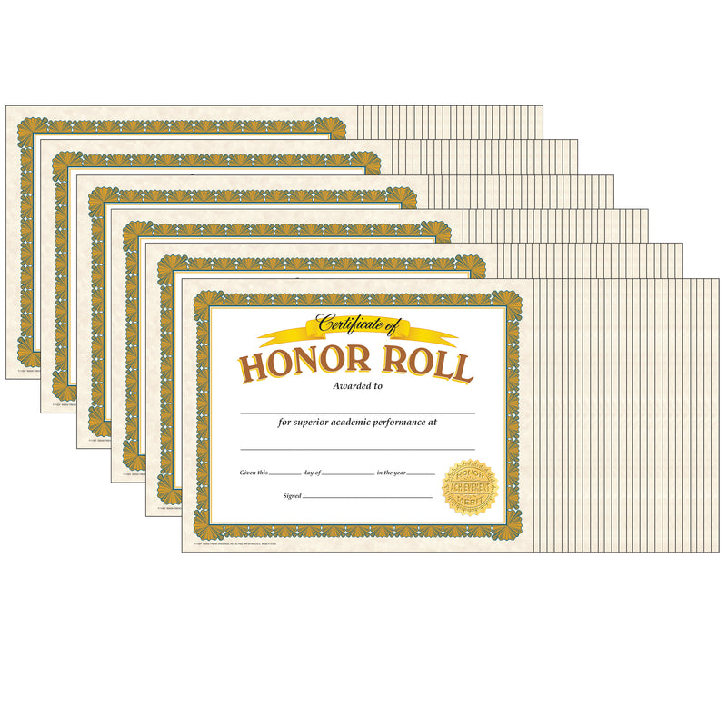(6 Pk) Certificate Of Honor Roll 30 Per Pk
