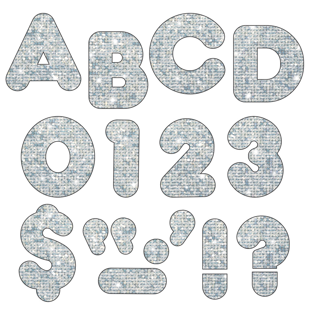 (3 Pk) Ready Letters 4in Casual Silver Sparkle