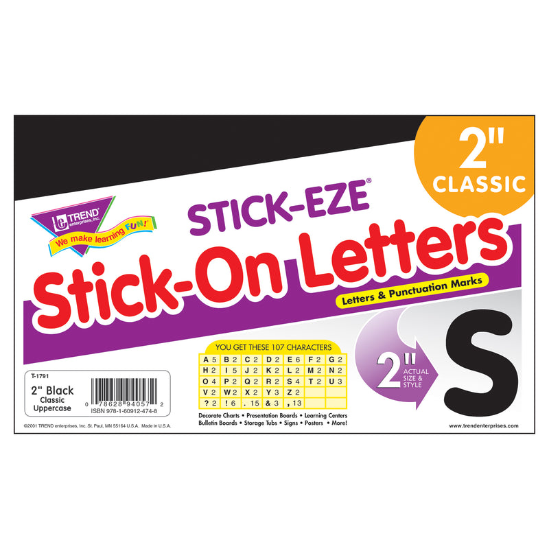 Stick-eze 2in Letters & Marks Black