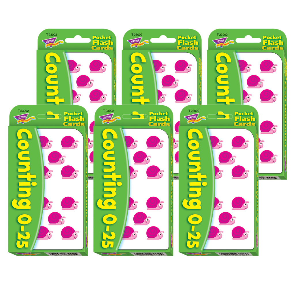 Counting 0-25 Pocket Flash Cards, 6 Packs