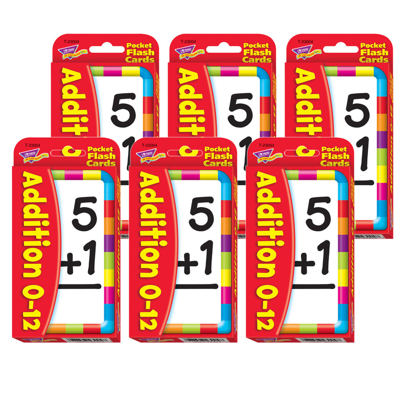 Addition 0-12 Pocket Flash Cards, 6 Packs