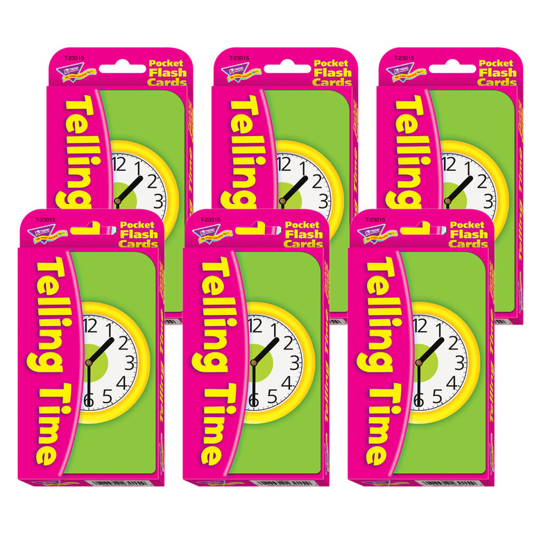 Telling Time Pocket Flash Cards, 6 Packs