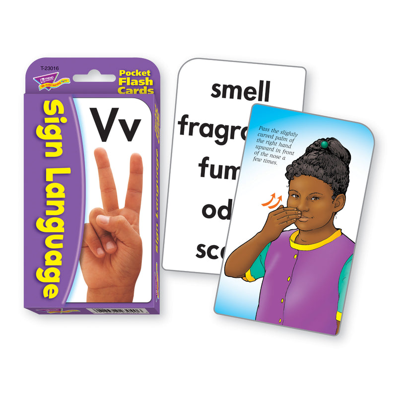 Pocket Flash Cards Sign Language 56-pk 3x5 Two-sided Cards