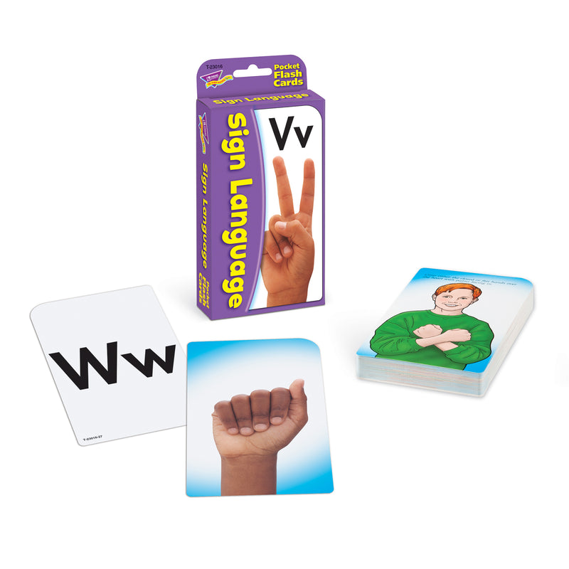 Pocket Flash Cards Sign Language 56-pk 3x5 Two-sided Cards