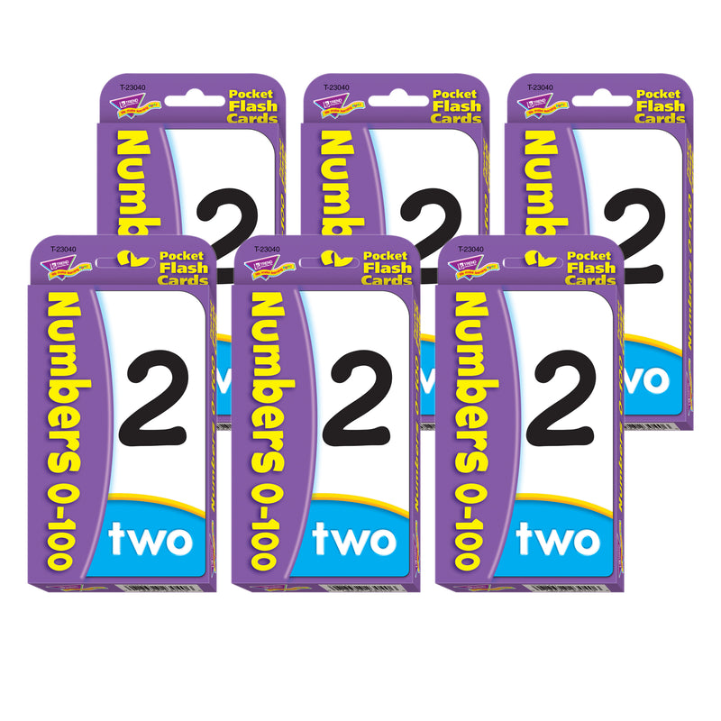 (6 Pk) Numbers 0-100 Flash Cards Pocket