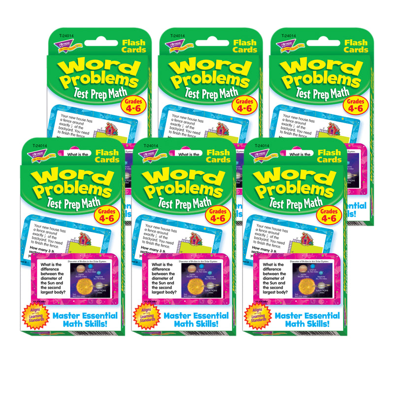 (6 Ea) Test Prep Math Cards Gr 4-6 Word Problems