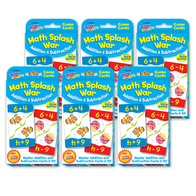 Math Splash War Addition & Subtraction Challenge Cards®, 6 Packs
