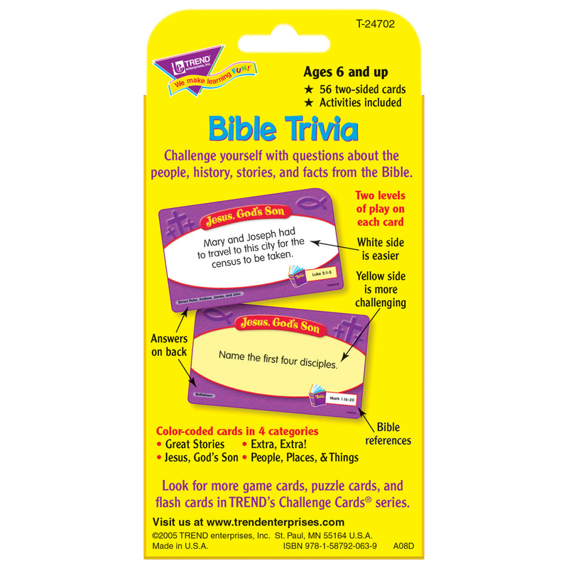 Bible Trivia Challenge Cards