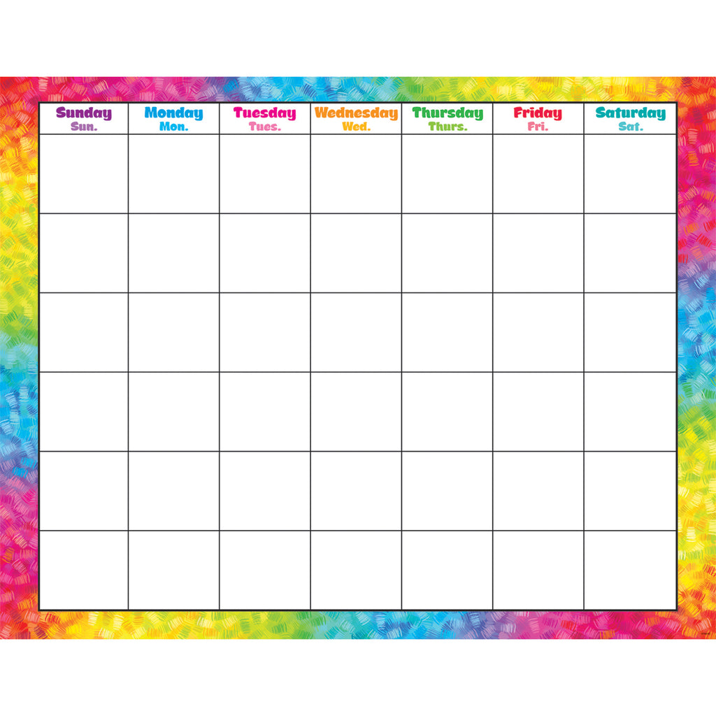 Colorful Brush Strokes Monthly Wipe Off Calendar