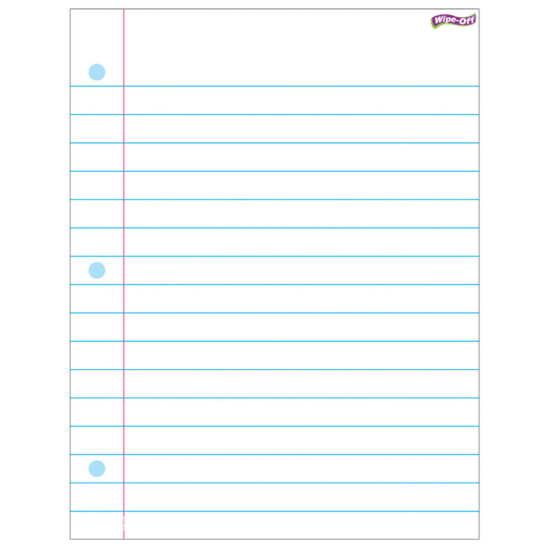 (6 Ea) Notebook Paper Wipe Off Chart 17x22