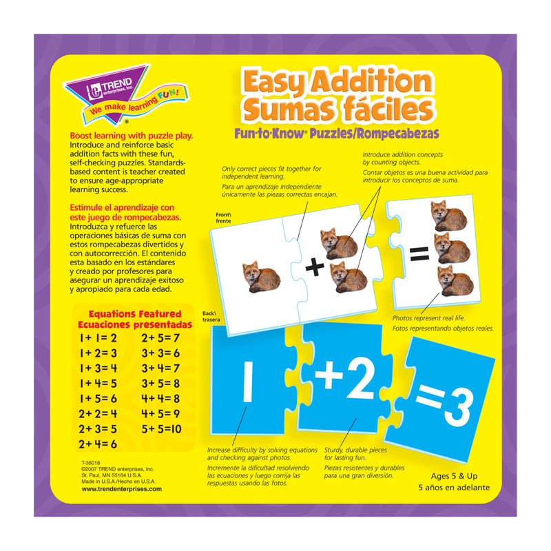 Fun To Know Puzzles Easy Addition Sumas Faciles