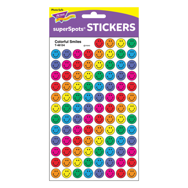 Superspots Stickers Colorful 800-pk Smiles Acid-free