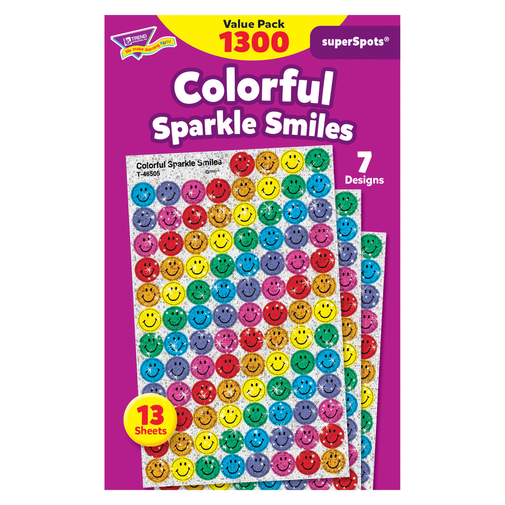 (3 Pk) Superspots Variety 1300 Per Pk Clrful Smiles Sparkle