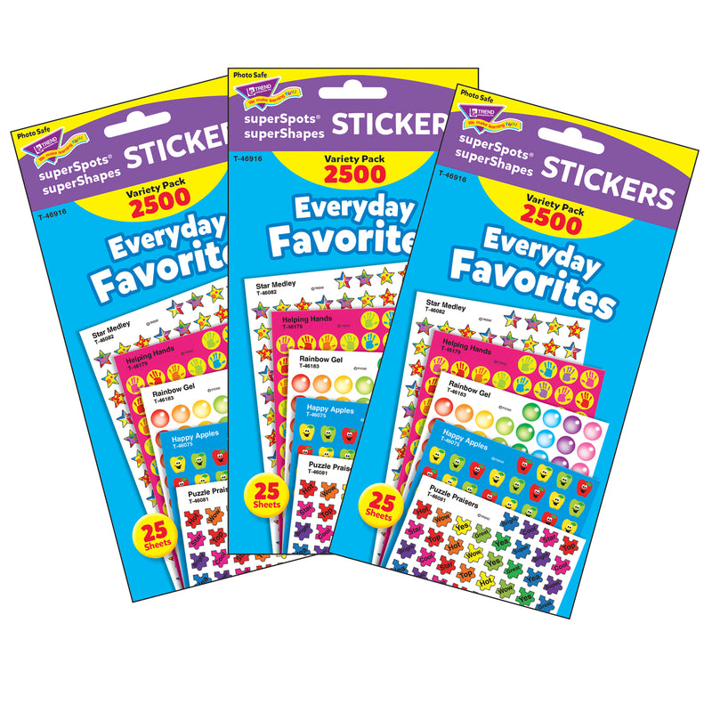 (3 Pk) Everyday Favorites Variety Pk Superspots-shapes Stickers