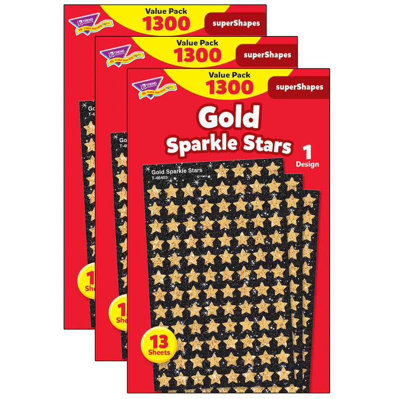 (3 Pk) Gold Sparkle Stars Supershapes Value Pack