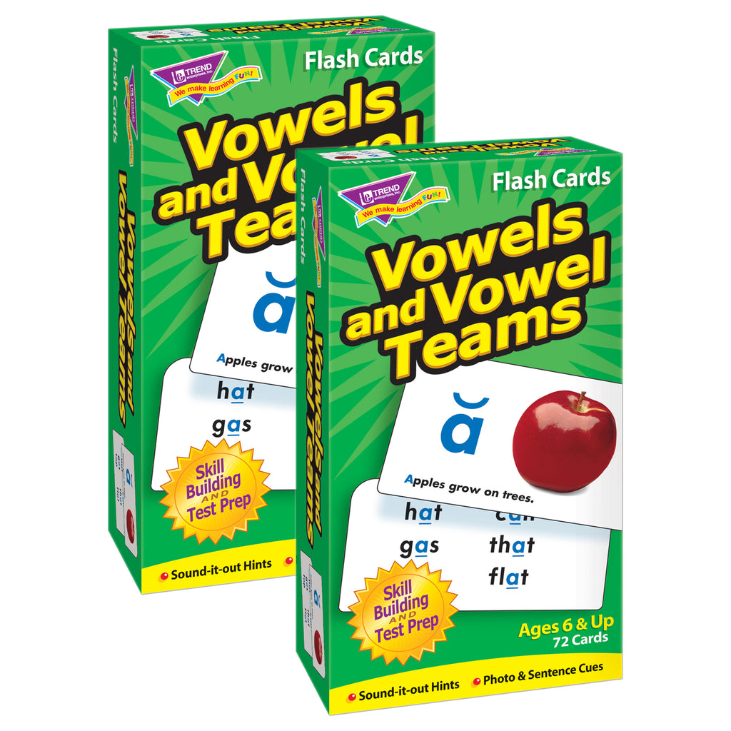 Vowels and Vowel Teams Skill Drill Flash Cards, Pack of 2