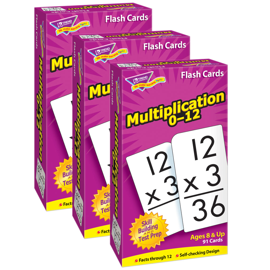Multiplication 0-12 Skill Drill Flash Cards, Pack of 3