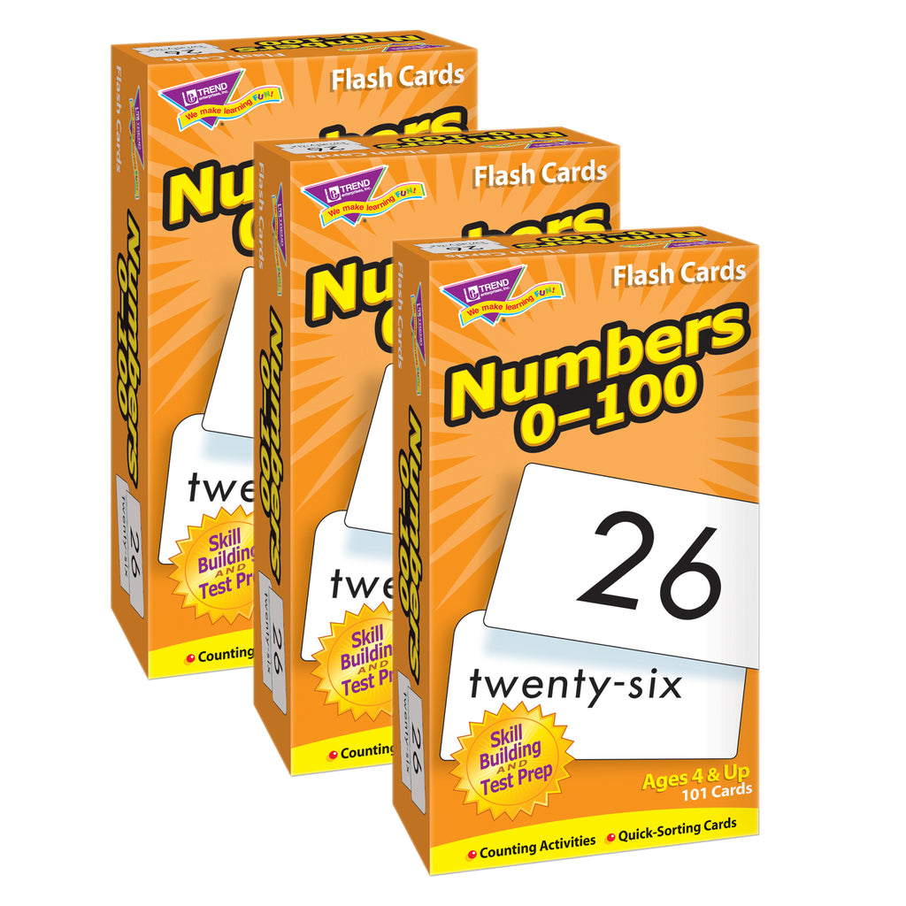 Numbers 0-100 Skill Drill Flash Cards, Pack of 3