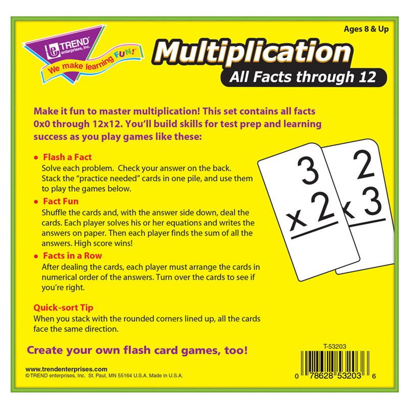 Flash Cards All Facts 169-box 0-12 Multiplication